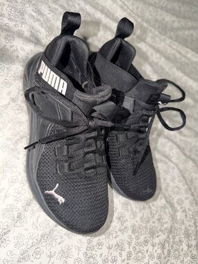 Puma Black Mesh Sneakers with Light Pink